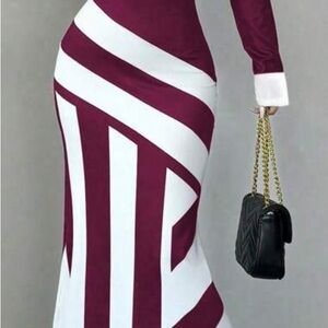 Elegant Burgundy and White Maxi Dress